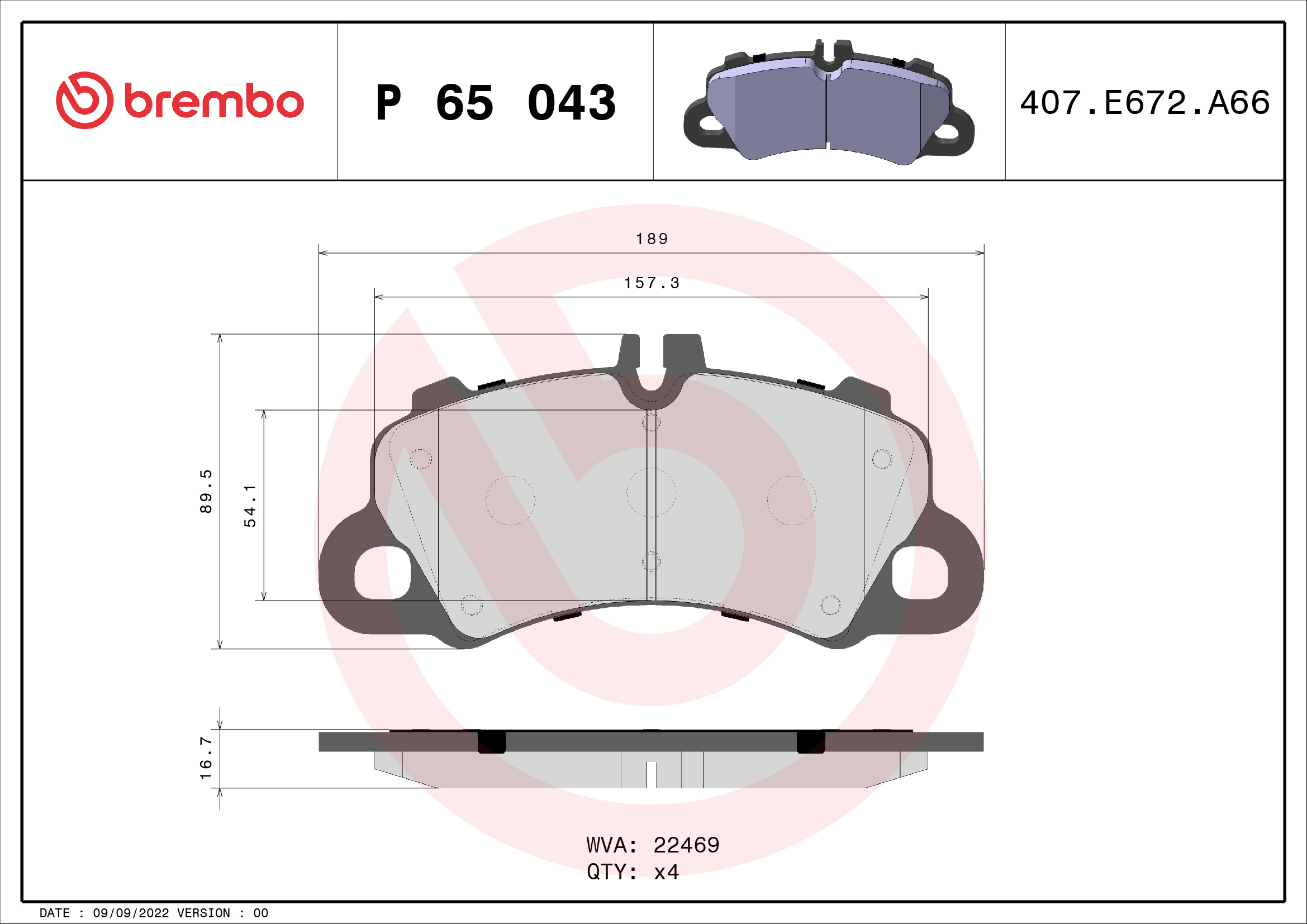 A.B.S. P 65 043 BREMBO Bremsbelagsatz, Scheibenbremse